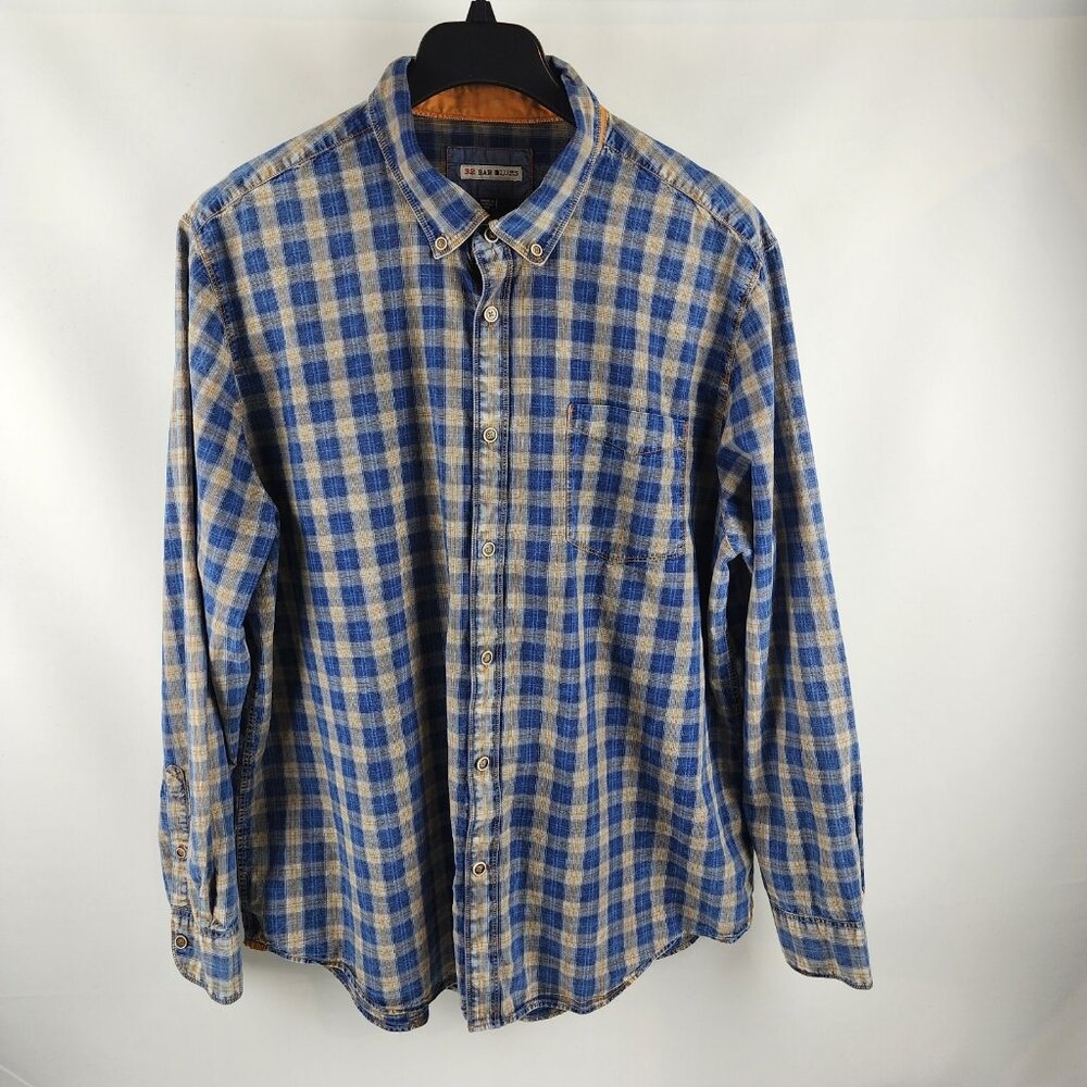 32 BAR BLUES Shirt Mens XXL Multicolor Plaid Long Sleeve Button Down